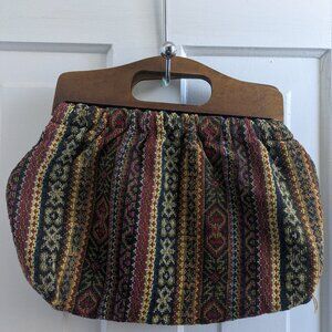 Vintage handbag with wooden handles